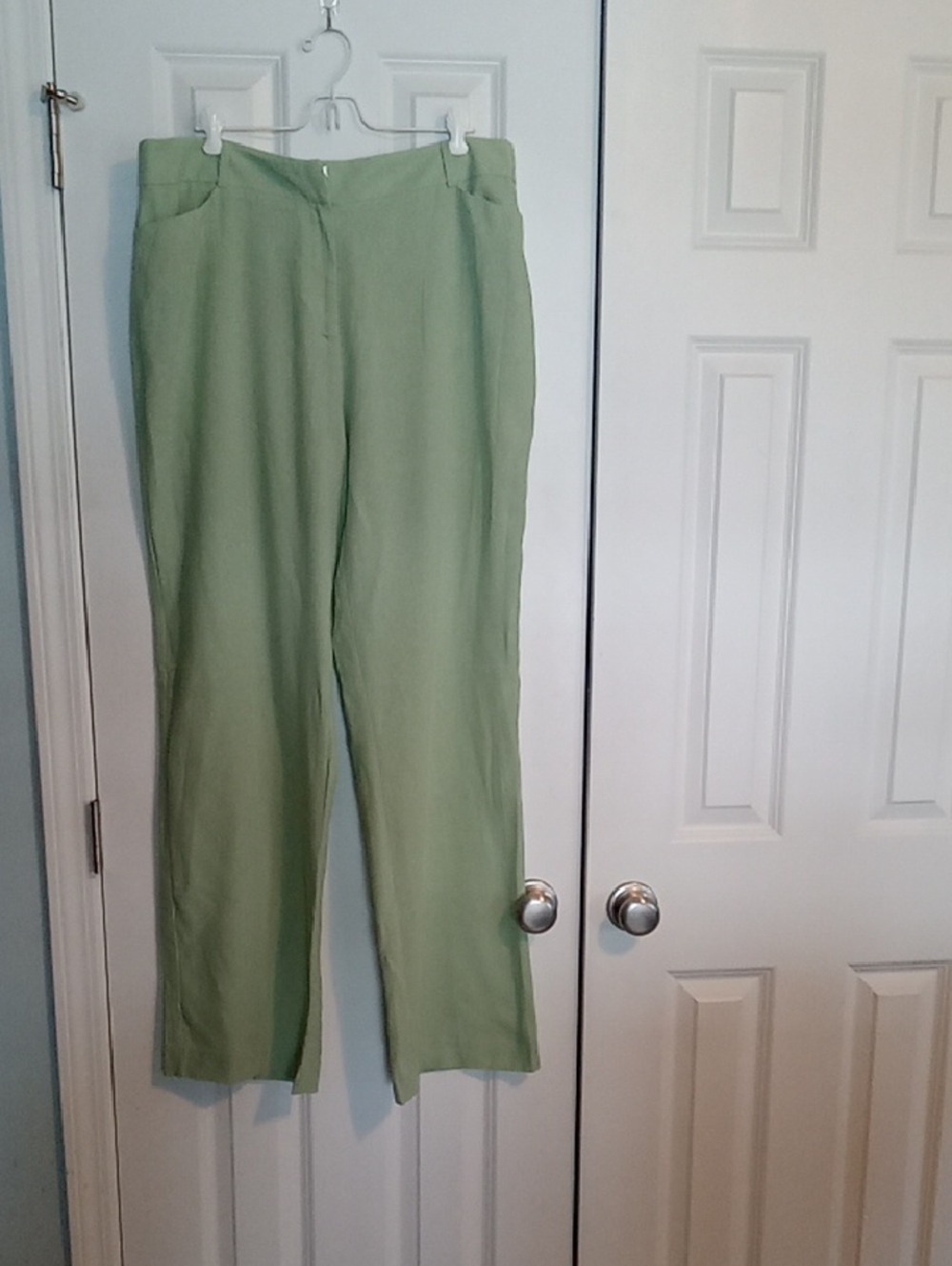 Light Green Women's Linen Dress Pants - Picture 1 of 5